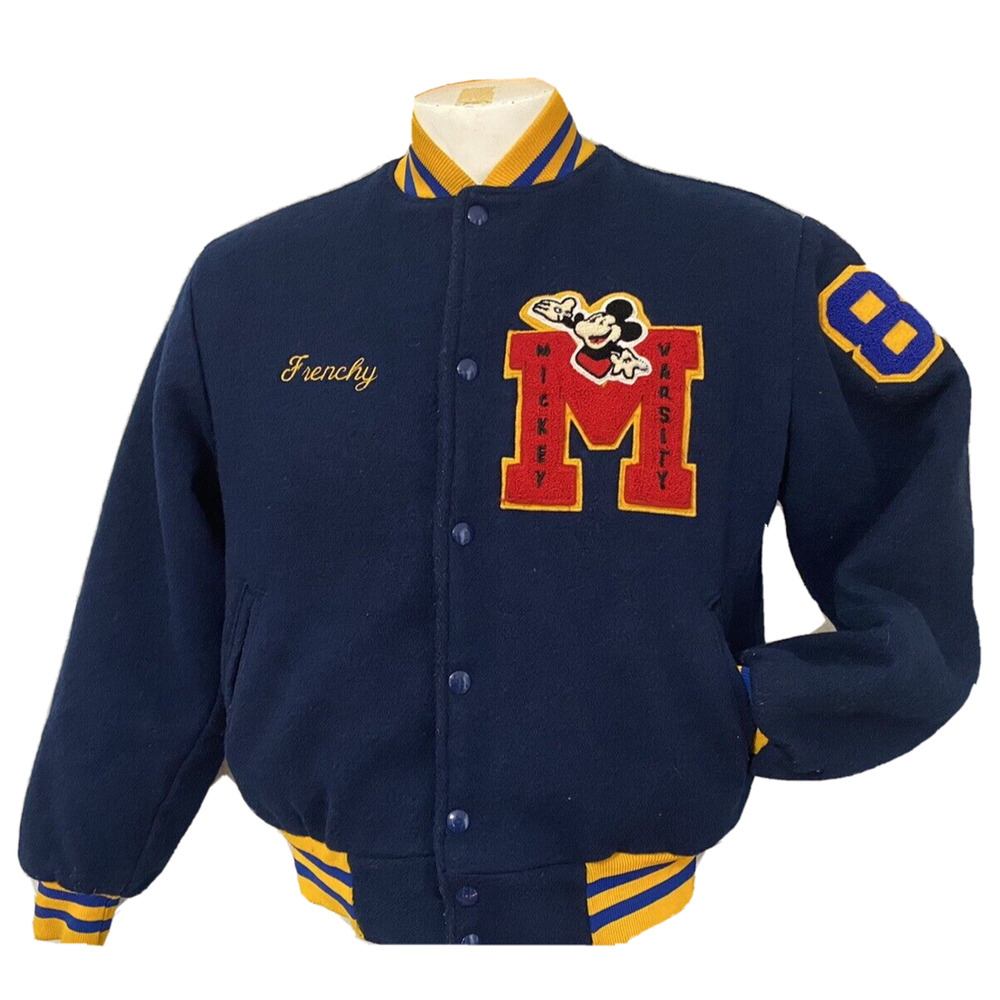 VTG Mickey Mouse & Co Mickey Team Letterman Jacket Mens S "Frenchy" Disney